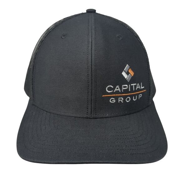 Capital Group Snapback Trucker Hat Black One Size Adjustable Mesh Back Salute - Picture 1 of 9